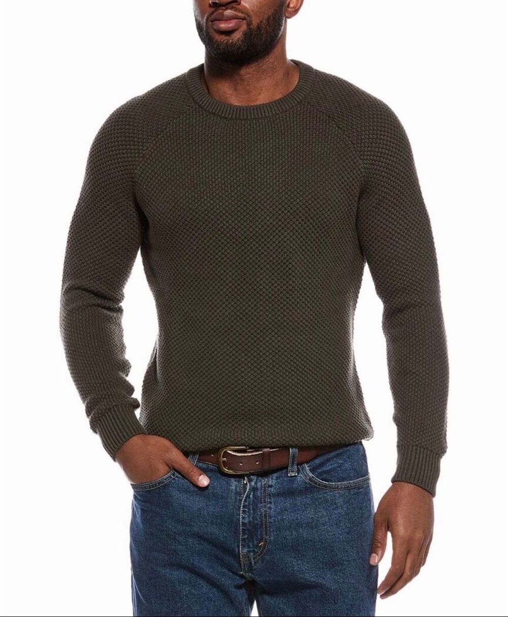The Normal Brand Moss Stitch Olive Textured Knit Pullover Sweater Men’s  XL